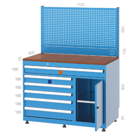 6 Çekmeceli Dolaplı Takım Asma Panolu Çalışma Masası KCM03432