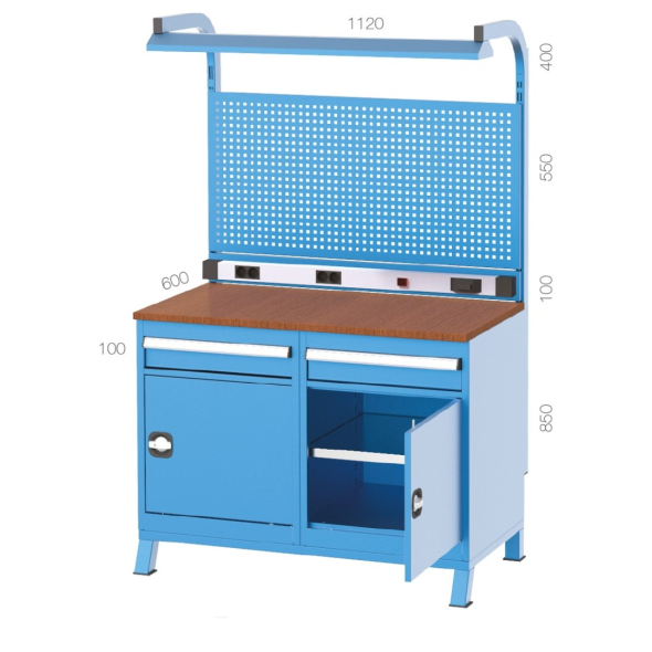 2 Çekmeceli 2 Dolaplı Elektrik Panolu Aydınlatmalı Çalışma Masası KCM03917