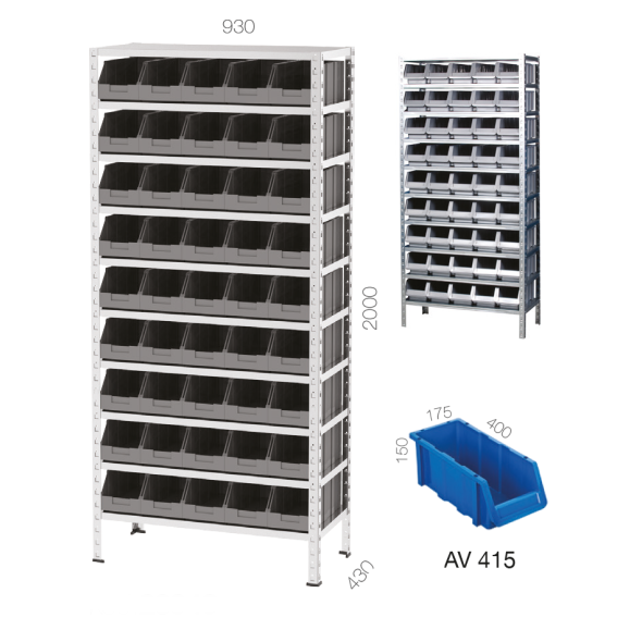 10 Raflı Avadanlık Kutulu Galvaniz Raf Sistemi KRS020949