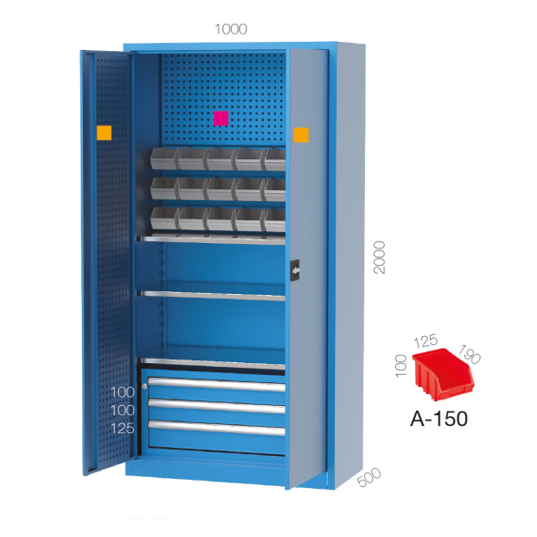 3 Çekmeceli Askı Panolu Avadanlık Kutulu Malzeme Dolabı KED06380